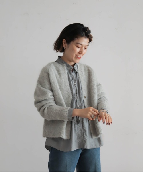 NOMBRE IMPAIR(ノンブルアンペール)の「アルパカシャギー ショートカーデ(カーディガン/ボレロ・レディース・ライトグレー/グリーン/ピンク/ブラウン/ネイビー/オレンジ/キナリ・FREE)」の8枚目の写真