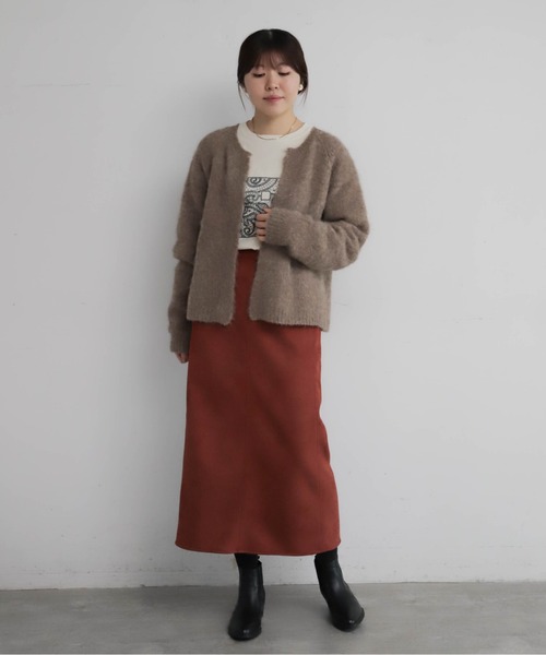 NOMBRE IMPAIR(ノンブルアンペール)の「アルパカシャギー ショートカーデ(カーディガン/ボレロ・レディース・ライトグレー/グリーン/ピンク/ブラウン/ネイビー/オレンジ/キナリ・FREE)」の14枚目の写真