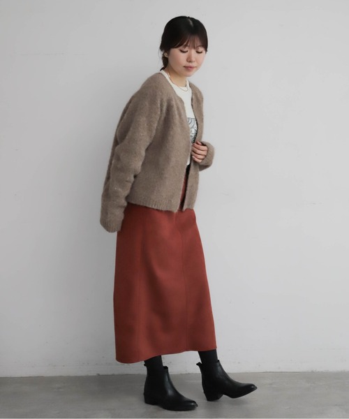 NOMBRE IMPAIR(ノンブルアンペール)の「アルパカシャギー ショートカーデ(カーディガン/ボレロ・レディース・ライトグレー/グリーン/ピンク/ブラウン/ネイビー/オレンジ/キナリ・FREE)」の10枚目の写真