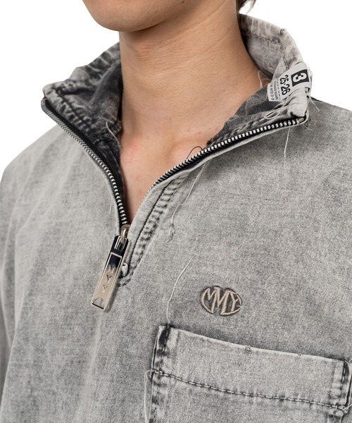 Amateur Sewn Like Half Zip-up Long Sleeve T-shirt（Tシャツ