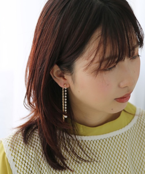 colleca la(コレカラ)の「パール×ロングチェーン 樹脂ピアス(ピアス(両耳用)・レディース・ゴールド/シルバー・FREE)」の9枚目の写真