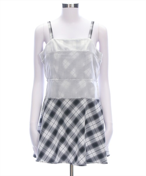 clear（クリア）の「ラインストーンチェック柄ティアードワンピース[きらきら 着回し力抜群 ミニ丈]≪SS新作≫（ワンピース・レディース・ブラック/ピンク・F）」の7枚目の写真