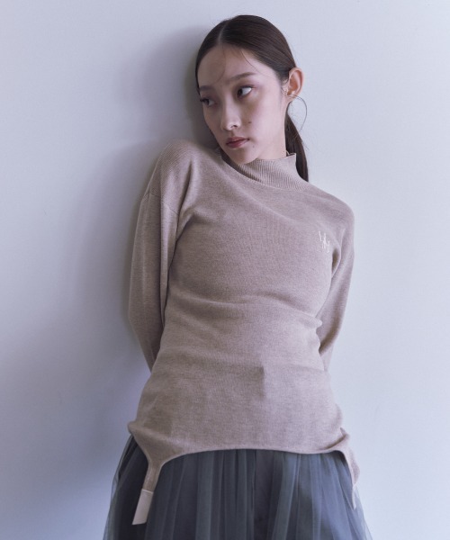 HONEY MI HONEY（ハニーミーハニー）の「garter high neck knit（ニット/セーター・レディース・アイボリー/ブラック/ベージュ・FREE）」の3枚目の写真