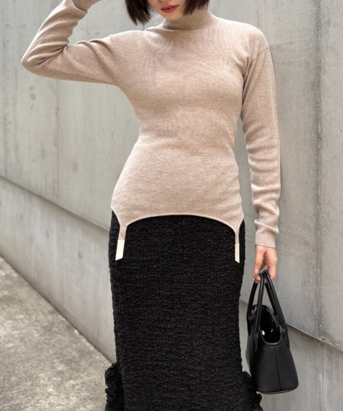 HONEY MI HONEY（ハニーミーハニー）の「garter high neck knit（ニット/セーター・レディース・アイボリー/ブラック/ベージュ・FREE）」の22枚目の写真