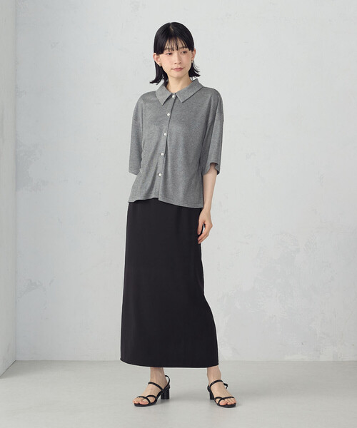 COMME CA ISM（コムサイズム）の「ポリエステルツイル ナロースカート（スカート・レディース・ブラック/グレイッシュベージュ・MEDIUM/LARGE）」の9枚目の写真