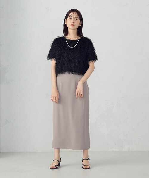 COMME CA ISM（コムサイズム）の「ポリエステルツイル ナロースカート（スカート・レディース・ブラック/グレイッシュベージュ・MEDIUM/LARGE）」の13枚目の写真