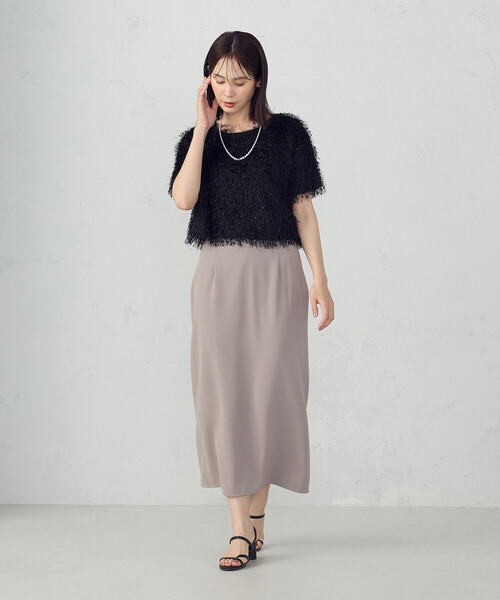 COMME CA ISM（コムサイズム）の「ポリエステルツイル ナロースカート（スカート・レディース・ブラック/グレイッシュベージュ・MEDIUM/LARGE）」の14枚目の写真