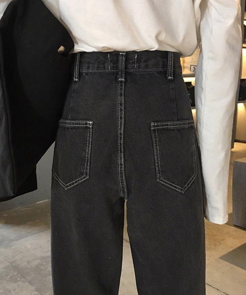 Miniministore(ミニミニストア)の「ストレートデニムパンツ ウエスト調整可能(デニムパンツ・レディース・アイボリー/ブラック・M/S/L)」の13枚目の写真