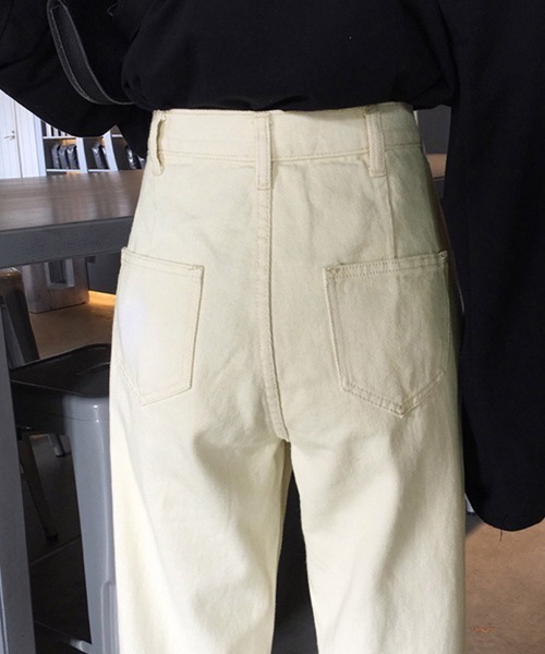 Miniministore(ミニミニストア)の「ストレートデニムパンツ ウエスト調整可能(デニムパンツ・レディース・アイボリー/ブラック・M/S/L)」の17枚目の写真