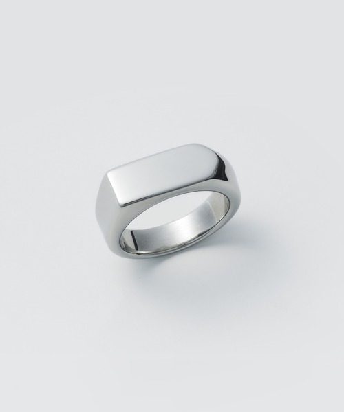 WYZ surgical stainless(ダブリューワイジィーサージカルステンレス)の「【 金属アレルギー対応 】印台リング サージカルステンレス(リング・メンズ・シルバー/ブラック・16号/18号)」の1枚目の写真
