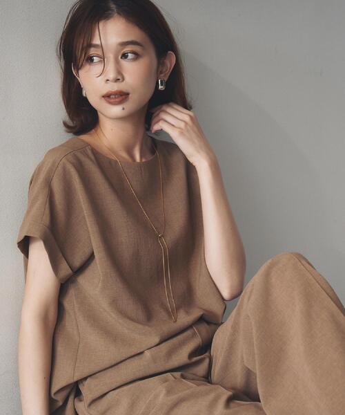 UNTITLED（アンタイトル）の「【セットアップ可/はっ水/通勤】リラククール 半袖ブラウス（シャツ/ブラウス・レディース・ブラック/ブラウン系/チャコールグレー・50/48/46/44/04/03/02/01/00）」の3枚目の写真