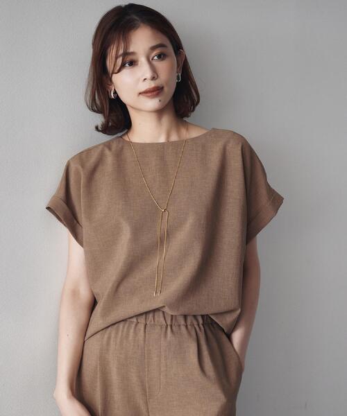 UNTITLED（アンタイトル）の「【セットアップ可/はっ水/通勤】リラククール 半袖ブラウス（シャツ/ブラウス・レディース・ブラック/ブラウン系/チャコールグレー・50/48/46/44/04/03/02/01/00）」の10枚目の写真