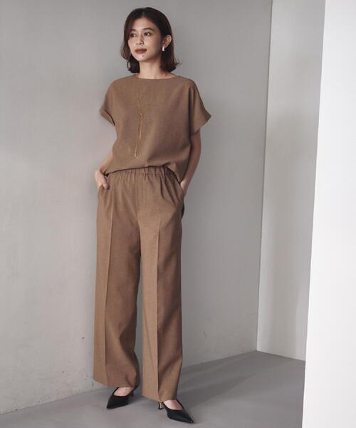 UNTITLED（アンタイトル）の「【セットアップ可/はっ水/通勤】リラククール 半袖ブラウス（シャツ/ブラウス・レディース・ブラック/ブラウン系/チャコールグレー・50/48/46/44/04/03/02/01/00）」の12枚目の写真