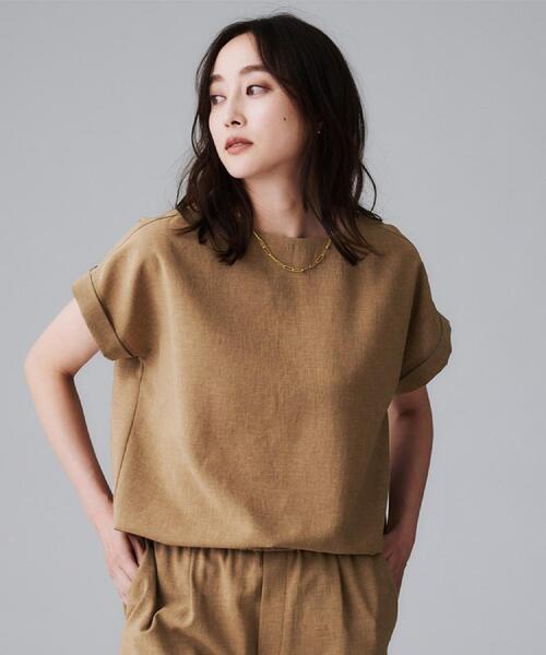 UNTITLED（アンタイトル）の「【セットアップ可/はっ水/通勤】リラククール 半袖ブラウス（シャツ/ブラウス・レディース・ブラック/ブラウン系/チャコールグレー・50/48/46/44/04/03/02/01/00）」の13枚目の写真