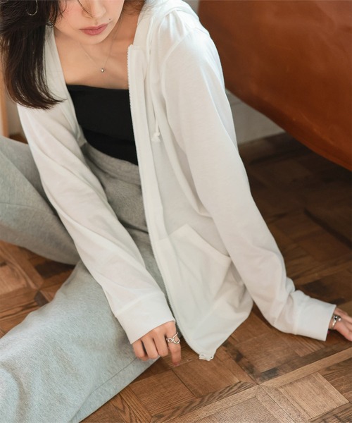 KOBE LETTUCE（コウベレタス）の「[ S M L XL UVカット ] スタンダードパーカー（パーカー・レディース・キャメル/ネイビー/杢グレー/オフホワイト/ブラック・L/XL/S/M）」の6枚目の写真