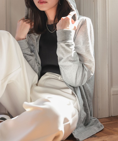 KOBE LETTUCE（コウベレタス）の「[ S M L XL UVカット ] スタンダードパーカー（パーカー・レディース・キャメル/ネイビー/杢グレー/オフホワイト/ブラック・L/XL/S/M）」の8枚目の写真