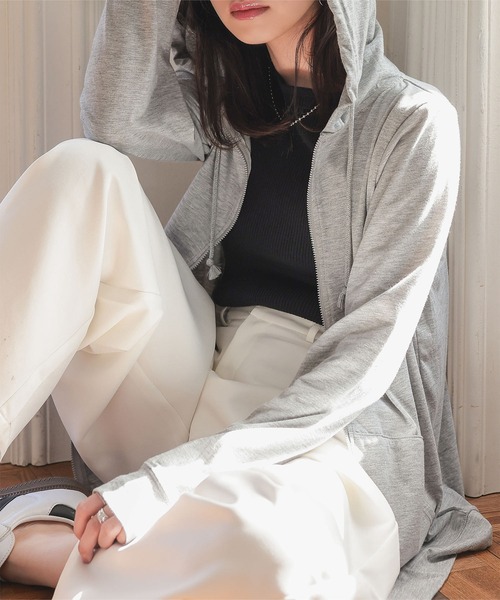 KOBE LETTUCE（コウベレタス）の「[ S M L XL UVカット ] スタンダードパーカー（パーカー・レディース・キャメル/ネイビー/杢グレー/オフホワイト/ブラック・L/XL/S/M）」の9枚目の写真