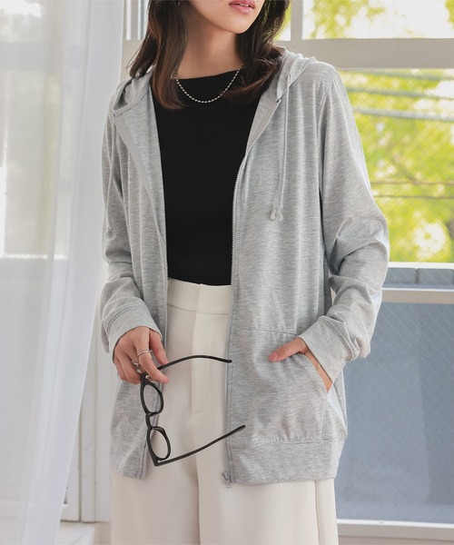 KOBE LETTUCE（コウベレタス）の「[ S M L XL UVカット ] スタンダードパーカー（パーカー・レディース・キャメル/ネイビー/杢グレー/オフホワイト/ブラック・L/XL/S/M）」の10枚目の写真