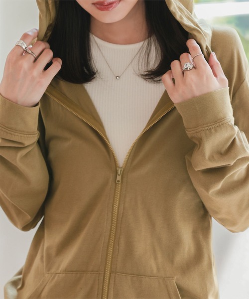 KOBE LETTUCE（コウベレタス）の「[ S M L XL UVカット ] スタンダードパーカー（パーカー・レディース・キャメル/ネイビー/杢グレー/オフホワイト/ブラック・L/XL/S/M）」の13枚目の写真