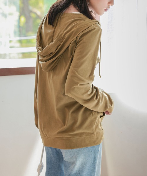 KOBE LETTUCE（コウベレタス）の「[ S M L XL UVカット ] スタンダードパーカー（パーカー・レディース・キャメル/ネイビー/杢グレー/オフホワイト/ブラック・L/XL/S/M）」の14枚目の写真