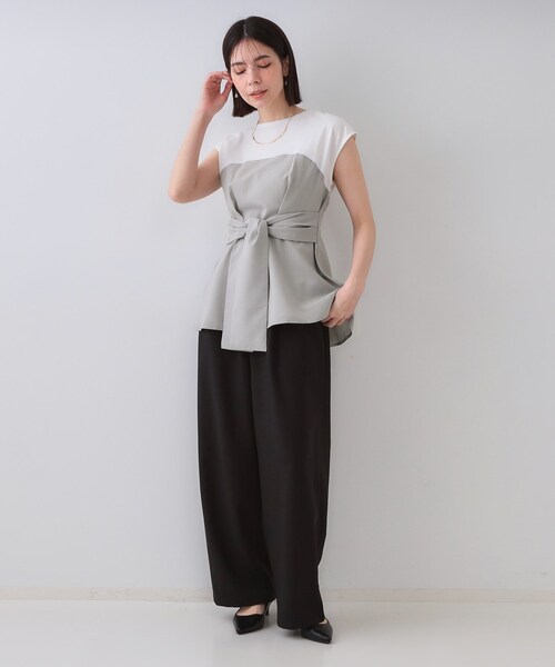ドッキングカットソー OPAQUE.CLIP tシャツ ベルト付ビスチェドッキングカットソー