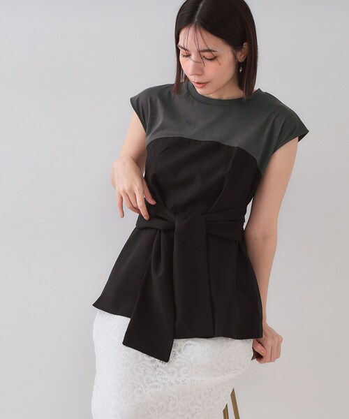 OPAQUE.CLIP(オペークドットクリップ)の「ビスチェドッキングカットソー【洗濯機洗い可】(Tシャツ/カットソー・レディース・グレー系4/ブラック系4/ベージュ系4・38/40/42)」の8枚目の写真