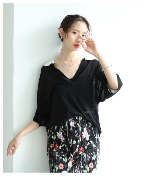 Sawa a la mode(サワアラモード)の「ボーダーポロキーネックニットプルオーバー(ニット/セーター・レディース・ブラック/ブラウン系その他・FREE)」の12枚目の写真