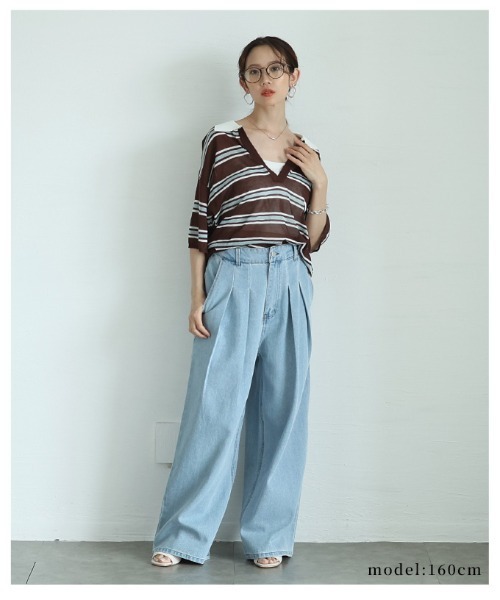 Sawa a la mode(サワアラモード)の「ボーダーポロキーネックニットプルオーバー(ニット/セーター・レディース・ブラック/ブラウン系その他・FREE)」の14枚目の写真