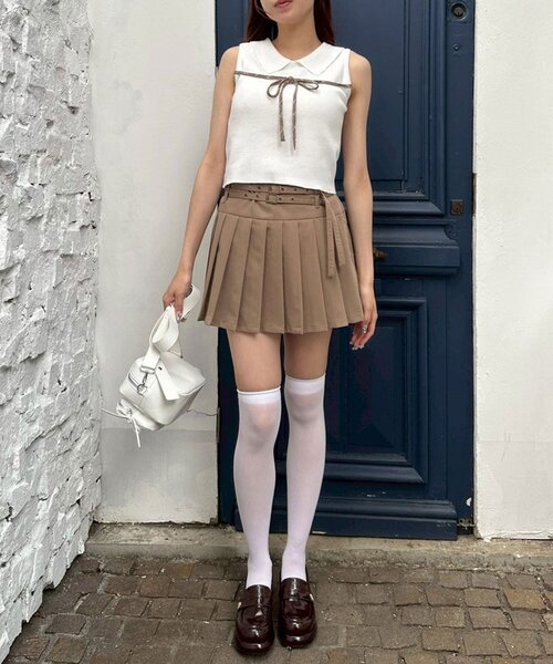 OLIVE des OLIVE（オリーブデオリーブ）の「ノースリリボンニット（ニット/セーター・レディース・ブラック/トップグレー/オフホワイト・FREE）」の9枚目の写真