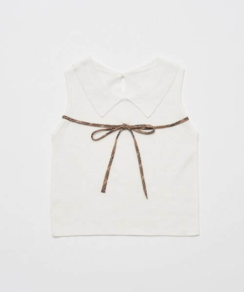 OLIVE des OLIVE（オリーブデオリーブ）の「ノースリリボンニット（ニット/セーター・レディース・ブラック/トップグレー/オフホワイト・FREE）」の10枚目の写真