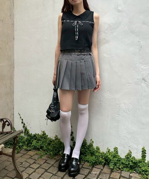 OLIVE des OLIVE（オリーブデオリーブ）の「ノースリリボンニット（ニット/セーター・レディース・ブラック/トップグレー/オフホワイト・FREE）」の16枚目の写真