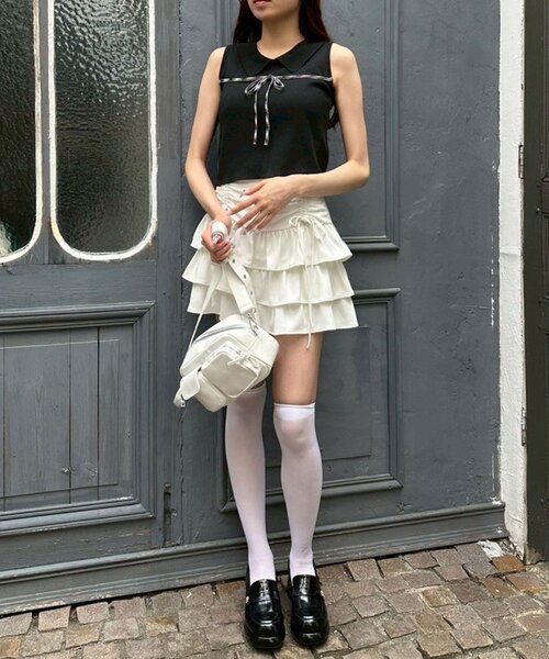 OLIVE des OLIVE（オリーブデオリーブ）の「ノースリリボンニット（ニット/セーター・レディース・ブラック/トップグレー/オフホワイト・FREE）」の19枚目の写真