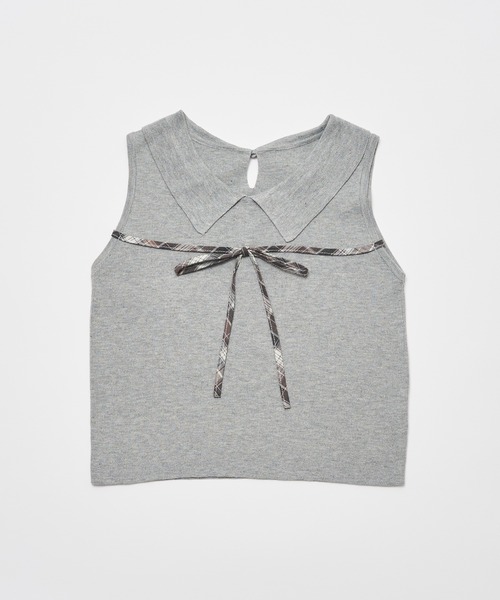 OLIVE des OLIVE（オリーブデオリーブ）の「ノースリリボンニット（ニット/セーター・レディース・ブラック/トップグレー/オフホワイト・FREE）」の4枚目の写真