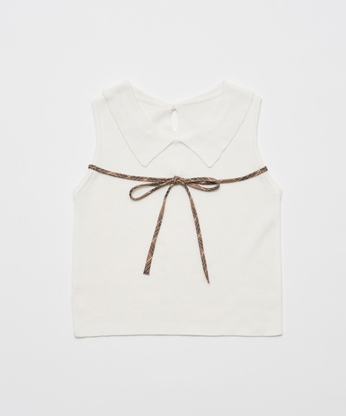 OLIVE des OLIVE（オリーブデオリーブ）の「ノースリリボンニット（ニット/セーター・レディース・ブラック/トップグレー/オフホワイト・FREE）」の5枚目の写真