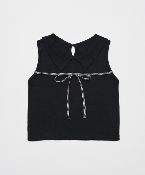 OLIVE des OLIVE（オリーブデオリーブ）の「ノースリリボンニット（ニット/セーター・レディース・ブラック/トップグレー/オフホワイト・FREE）」の6枚目の写真