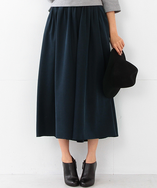 BEAMS LIGHTS Women's（ビームスライツ ウィメンズ）の「BEAMS LIGHTS / ワイドギャザー ガウチョ（その他パンツ・レディース・ブラウン系その他/その他1/ネイビー・36/38）」の3枚目の写真