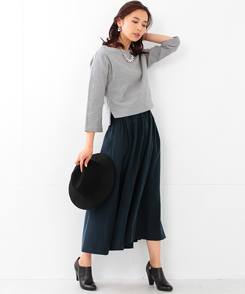 BEAMS LIGHTS Women's（ビームスライツ ウィメンズ）の「BEAMS LIGHTS / ワイドギャザー ガウチョ（その他パンツ・レディース・ブラウン系その他/その他1/ネイビー・36/38）」の20枚目の写真