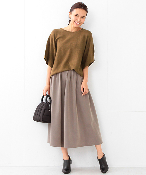 BEAMS LIGHTS Women's（ビームスライツ ウィメンズ）の「BEAMS LIGHTS / ワイドギャザー ガウチョ（その他パンツ・レディース・ブラウン系その他/その他1/ネイビー・36/38）」の19枚目の写真