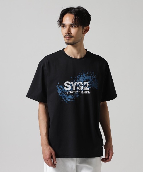 ギフトに最適★SY32 by SWEET YEARS GRAPHIC ACTIVE TEE★速乾 SY32 by SWEET YEARS - GRAPHIC ACTIVEラッシュガード TEE BLACK