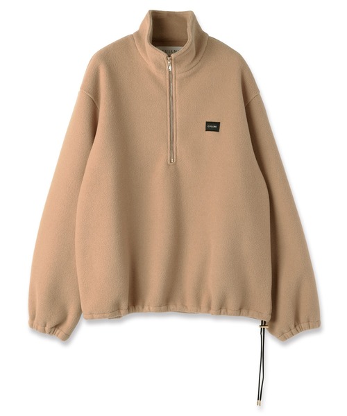 n様 Half Zip High Neck Embroidery Patch Fleece Drawstring