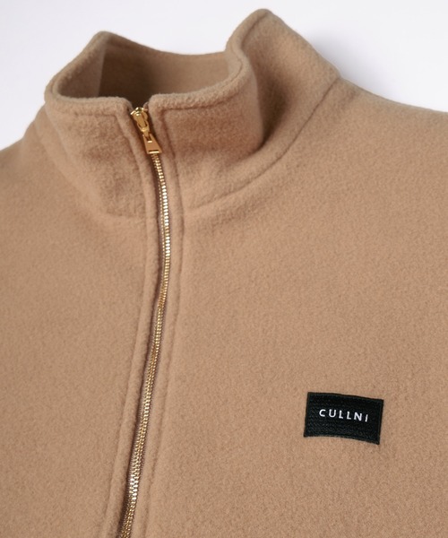 Half Zip High Neck Embroidery Patch Fleece Drawstring