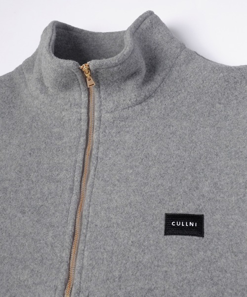 Half Zip High Neck Embroidery Patch Fleece Drawstring