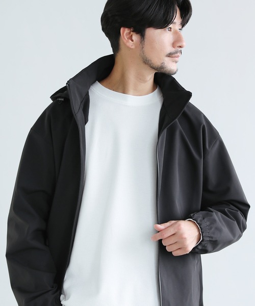 SPU（スプ）の「〈撥水/防風/透湿/止水ジップ〉3レイヤー機能性2wayスタンドネックジャケットフード収納可能（マウンテンパーカー・メンズ・ブラウン/チャコール/ブラック・M/S/XL/L）」の5枚目の写真