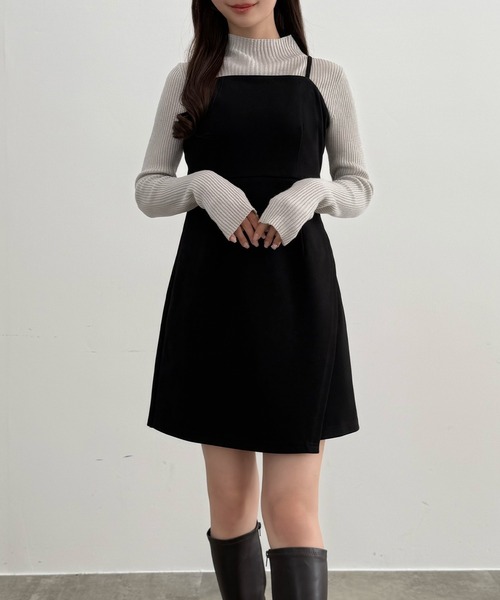 セール】フロントギャザーシャギーニット＋ミニキャミワンピース