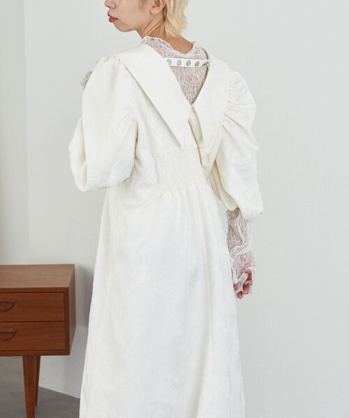 CIAOPANIC（チャオパニック）の「【Lumé/ルメ】フラワージャガードビッグカラードレス（ワンピース・レディース・グレー/アイボリー/ブラック・MEDIUM/SMALL）」の11枚目の写真