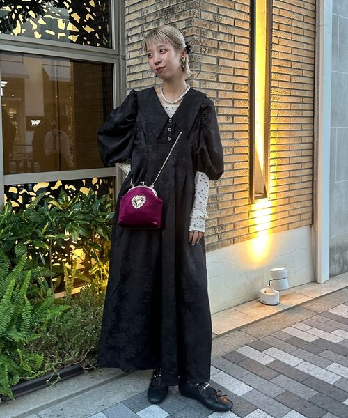 CIAOPANIC（チャオパニック）の「【Lumé/ルメ】フラワージャガードビッグカラードレス（ワンピース・レディース・グレー/アイボリー/ブラック・MEDIUM/SMALL）」の17枚目の写真