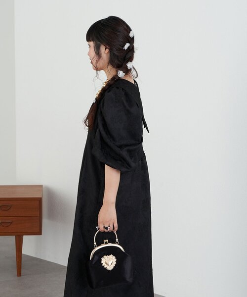 CIAOPANIC（チャオパニック）の「【Lumé/ルメ】フラワージャガードビッグカラードレス（ワンピース・レディース・グレー/アイボリー/ブラック・MEDIUM/SMALL）」の21枚目の写真