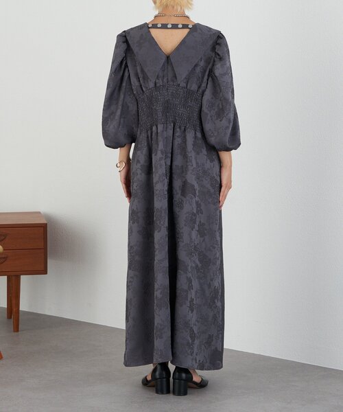 CIAOPANIC（チャオパニック）の「【Lumé/ルメ】フラワージャガードビッグカラードレス（ワンピース・レディース・グレー/アイボリー/ブラック・MEDIUM/SMALL）」の5枚目の写真