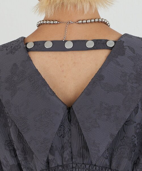 CIAOPANIC（チャオパニック）の「【Lumé/ルメ】フラワージャガードビッグカラードレス（ワンピース・レディース・グレー/アイボリー/ブラック・MEDIUM/SMALL）」の7枚目の写真