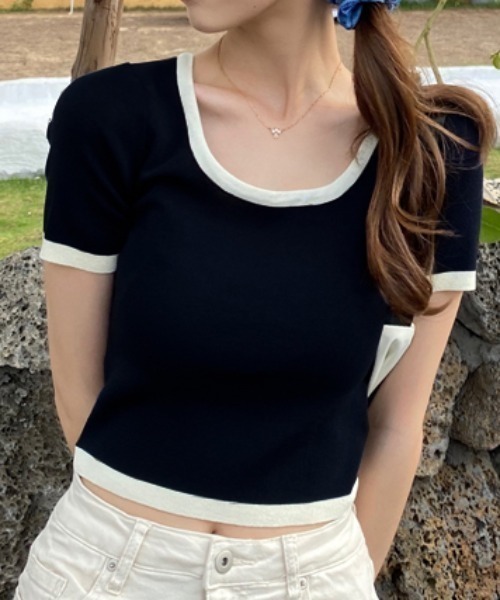 mebole（メボレ）の「パイピングデザイントップス（Tシャツ/カットソー・レディース・パープル/ブラック/ブルー・FREE）」の6枚目の写真